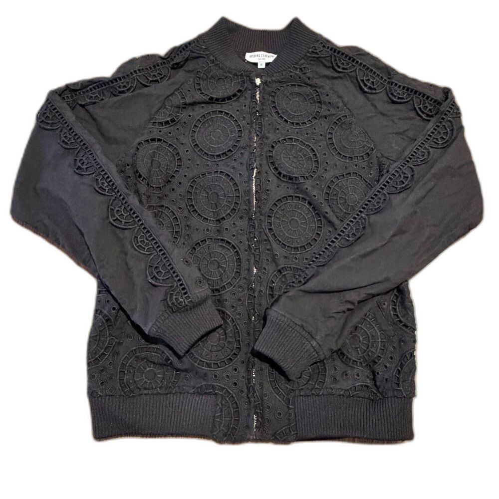 Opening Ceremony Women's XS Anglaise Broderie Lace Bomber Jacket Black